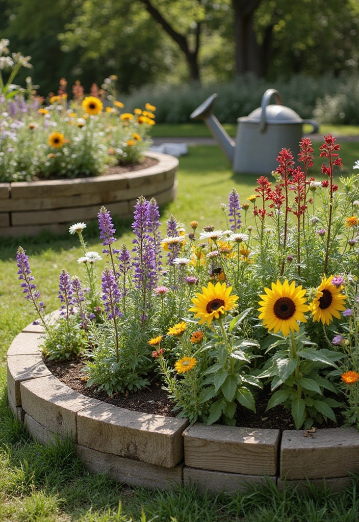 16 Gorgeous Round Flower Bed Ideas That Will Make Your Neighbors Envy You! - 5. Rustic Farmhouse Charm