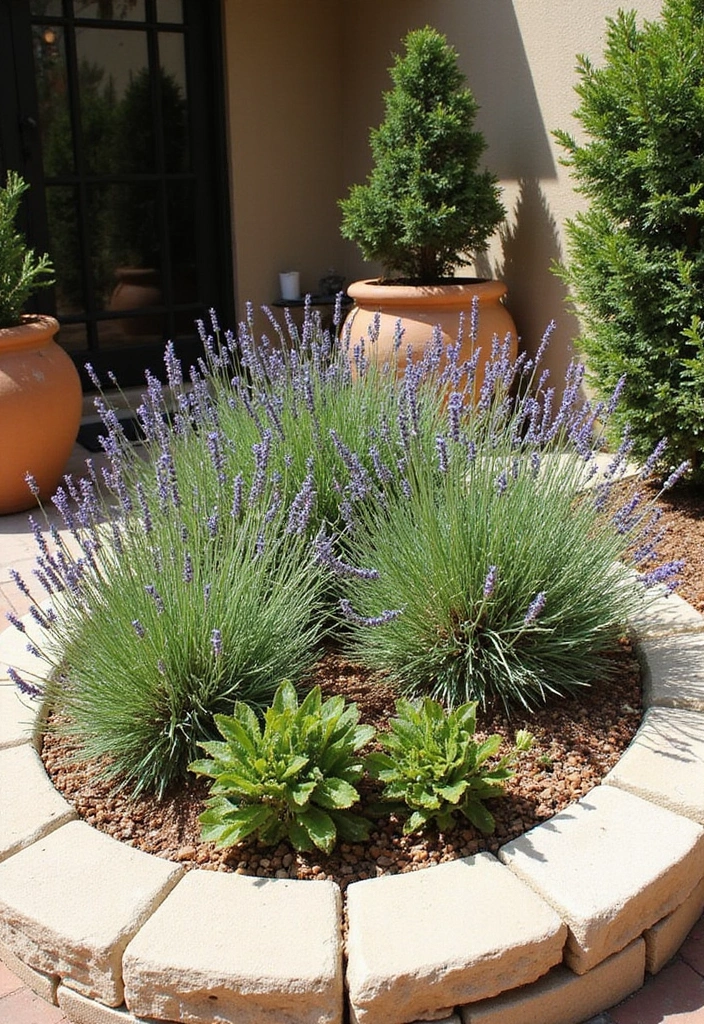 16 Gorgeous Round Flower Bed Ideas That Will Make Your Neighbors Envy You! - 8. Mediterranean Vibes