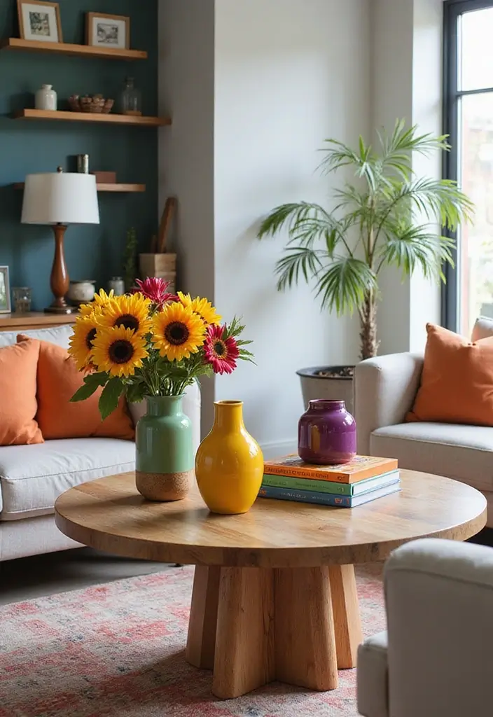 16 Luxury Coffee Table Ideas That Will Make Your Space Feel Like a High-End Hotel! - 11. Colorful Accents
