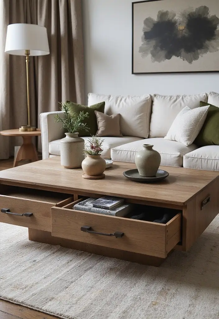 16 Luxury Coffee Table Ideas That Will Make Your Space Feel Like a High-End Hotel! - 12. Functional Decor