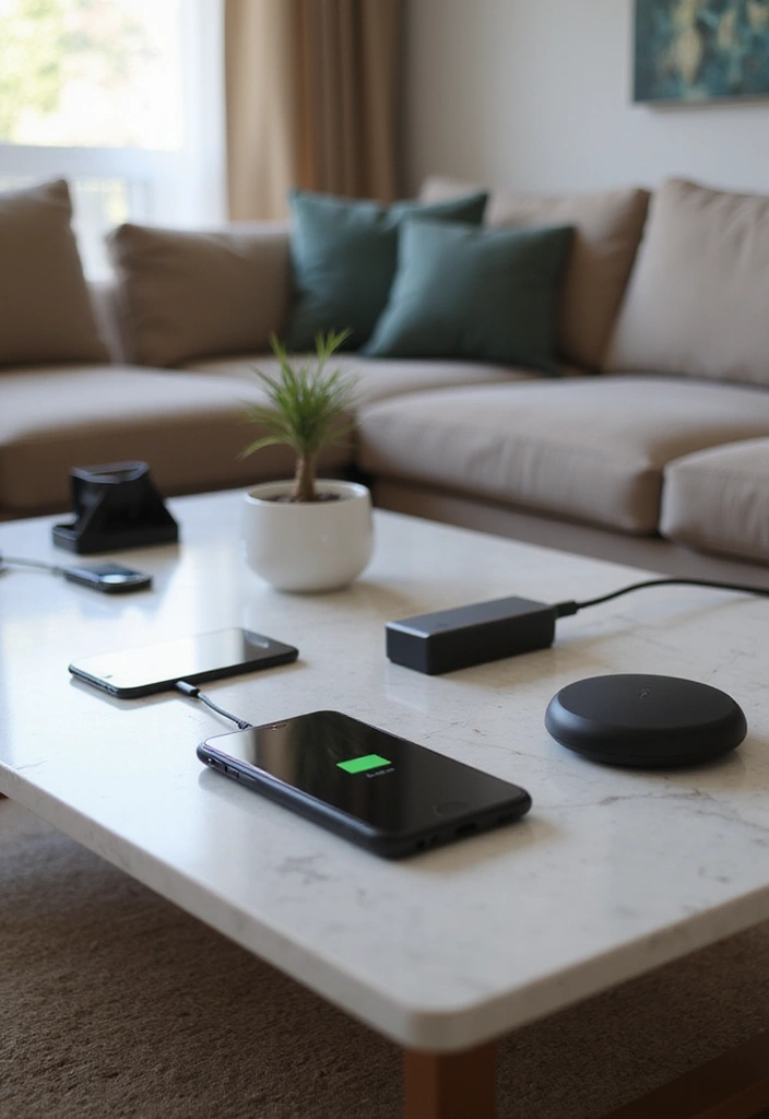 16 Luxury Coffee Table Ideas That Will Make Your Space Feel Like a High-End Hotel! - 15. Technology Meets Decor
