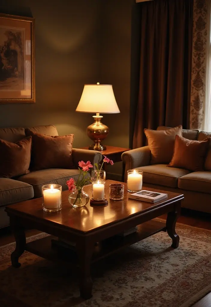 16 Luxury Coffee Table Ideas That Will Make Your Space Feel Like a High-End Hotel! - 16. Elegant Lighting