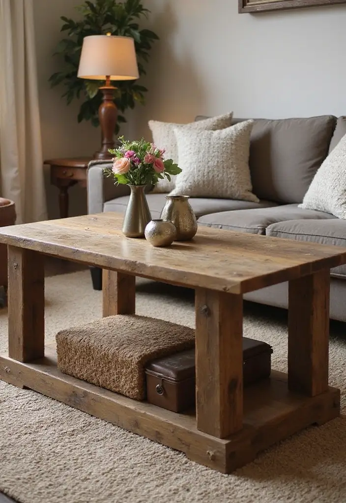 16 Luxury Coffee Table Ideas That Will Make Your Space Feel Like a High-End Hotel! - 3. Rustic Elegance