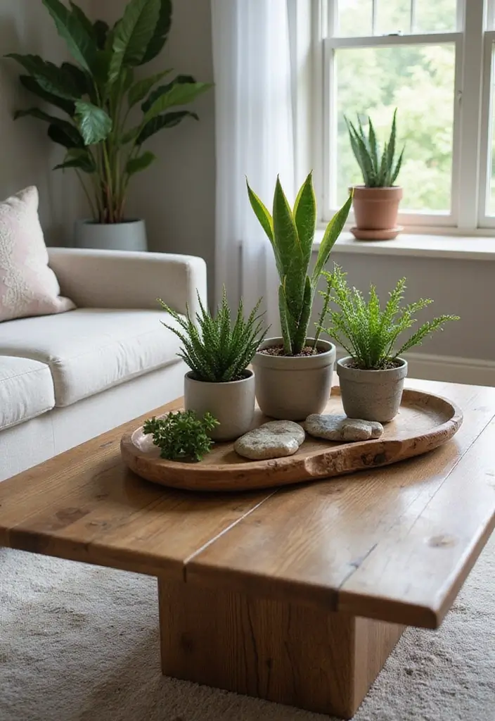 16 Luxury Coffee Table Ideas That Will Make Your Space Feel Like a High-End Hotel! - 7. Nature-inspired Design