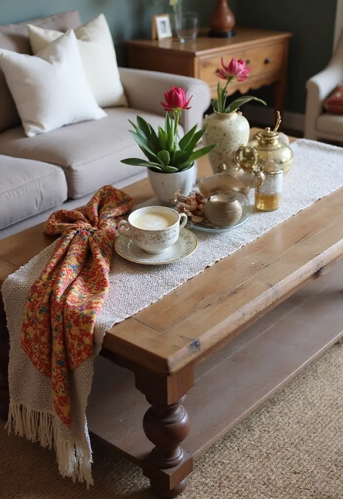 16 Luxury Coffee Table Ideas That Will Make Your Space Feel Like a High-End Hotel! - 8. Layered Fabrics