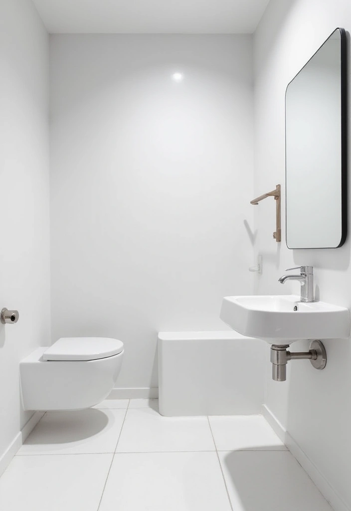 16 Minimalist Powder Room Ideas That Prove Less Is More (Your Zen Space Awaits!) - 1. Clean Lines and White Tones