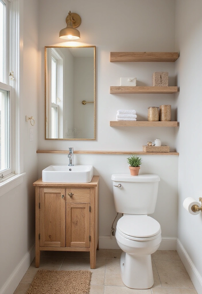 16 Minimalist Powder Room Ideas That Prove Less Is More (Your Zen Space Awaits!) - 2. Natural Wood Accents