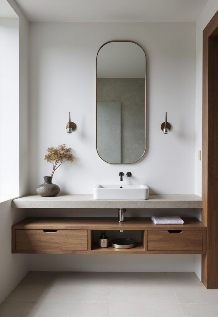 16 Minimalist Powder Room Ideas That Prove Less Is More (Your Zen Space Awaits!) - 3. Sleek Floating Vanities