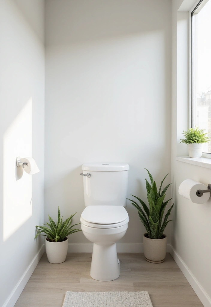 16 Minimalist Powder Room Ideas That Prove Less Is More (Your Zen Space Awaits!) - 7. A Touch of Greenery
