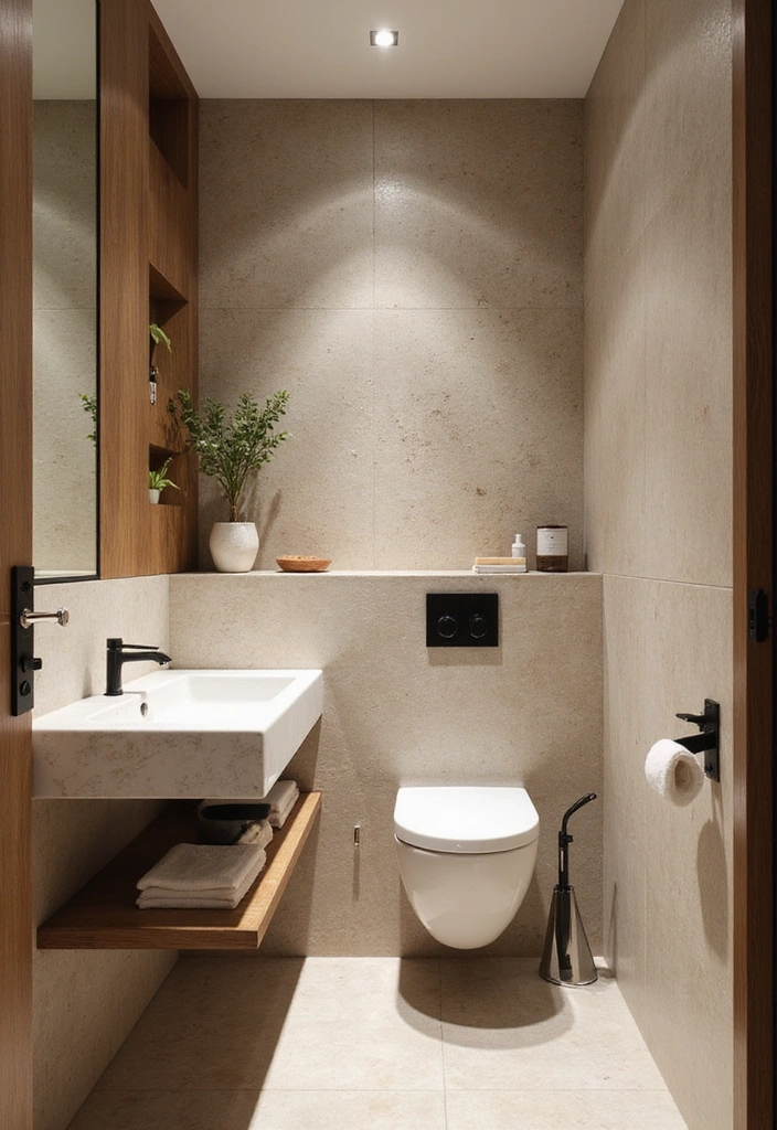 16 Minimalist Powder Room Ideas That Prove Less Is More (Your Zen Space Awaits!) - 8. Textured Surfaces