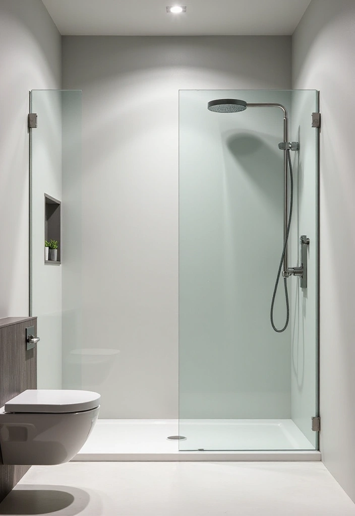 16 Minimalist Powder Room Ideas That Prove Less Is More (Your Zen Space Awaits!) - 9. Seamless Shower Enclosures