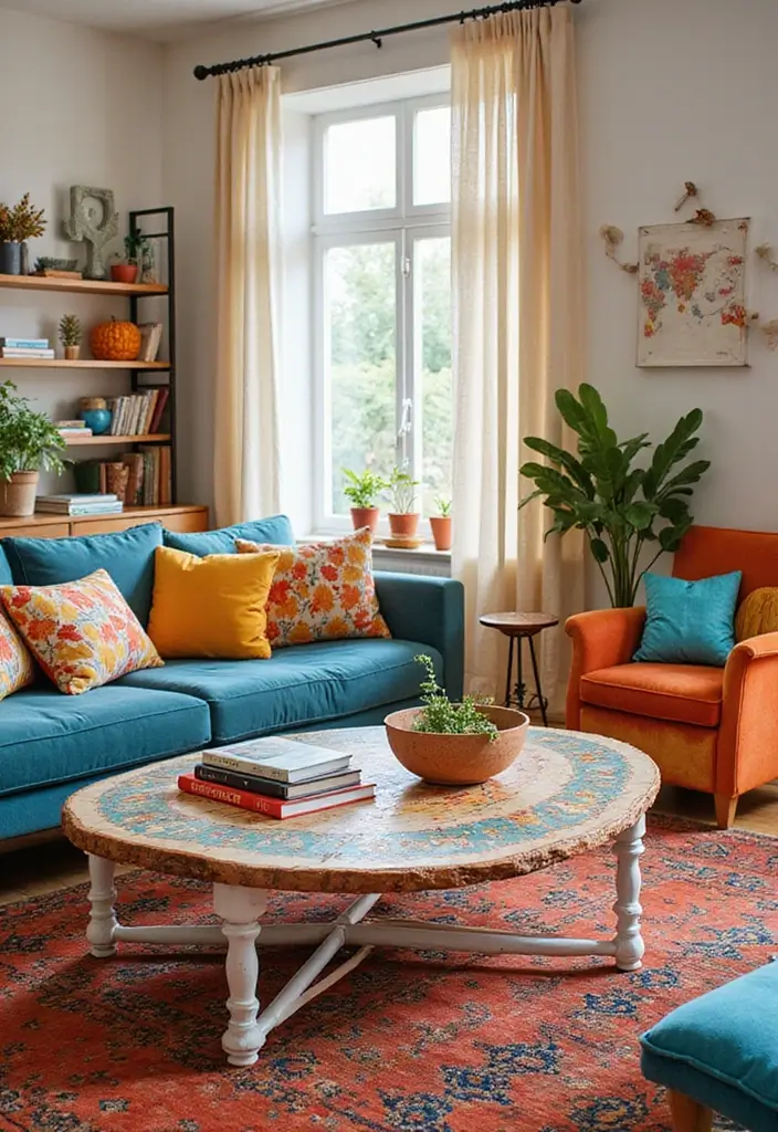 16 Small Space Coffee Table Ideas That Maximize Style and Function (You’ll Love #10!) - 12. Colorful Coffee Tables: Bold Statements
