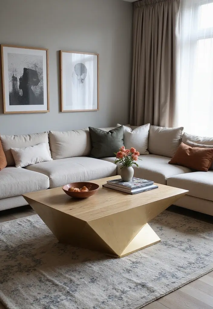 16 Small Space Coffee Table Ideas That Maximize Style and Function (You’ll Love #10!) - 13. Geometric Designs: Modern Flair