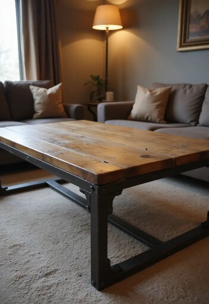 16 Small Space Coffee Table Ideas That Maximize Style and Function (You’ll Love #10!) - 15. Industrial Style: Raw and Edgy