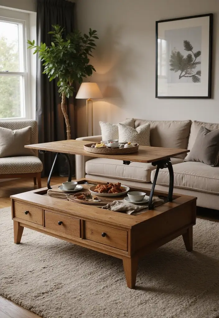16 Small Space Coffee Table Ideas That Maximize Style and Function (You’ll Love #10!) - 5. Lift-Top Tables: Hidden Surprises