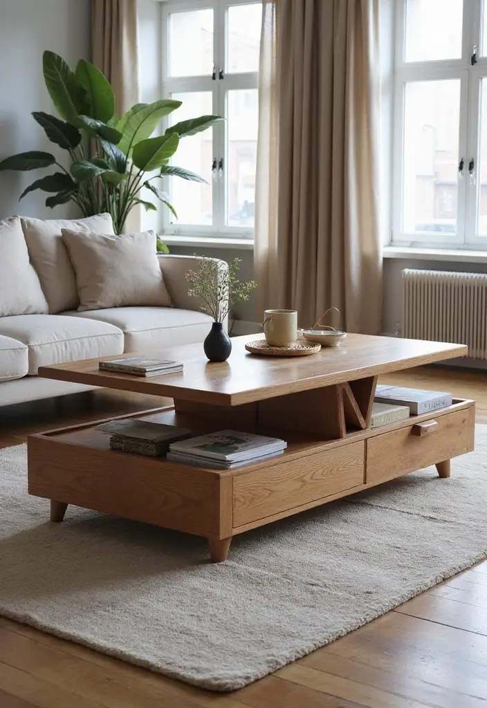 16 Small Space Coffee Table Ideas That Maximize Style and Function (You’ll Love #10!) - 6. Multi-Functional Tables: One Table, Many Uses