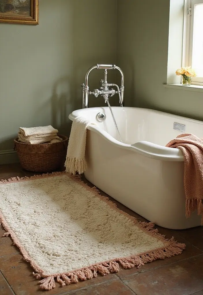 17 Chic Vintage Bathroom Ideas That Will Make You Feel Like Royalty! - 7. Luxurious Bath Rugs