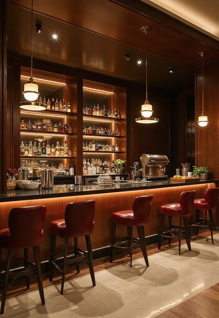 17 Elegant Coffee Bar Styles That Will Elevate Your Entertaining Game (Wait Until You See #4!) - 6. Art Deco Glam