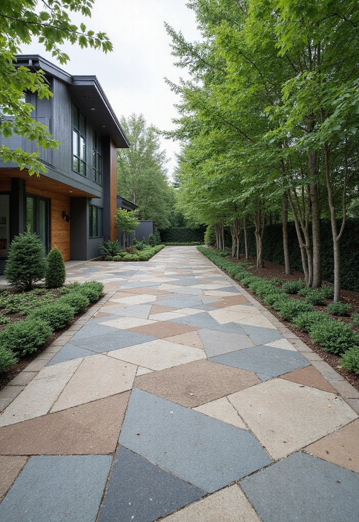 17 Sleek Modern Driveway Designs That Will Wow Your Guests (Wait Until You See #8!) - 1. Geometric Paver Patterns