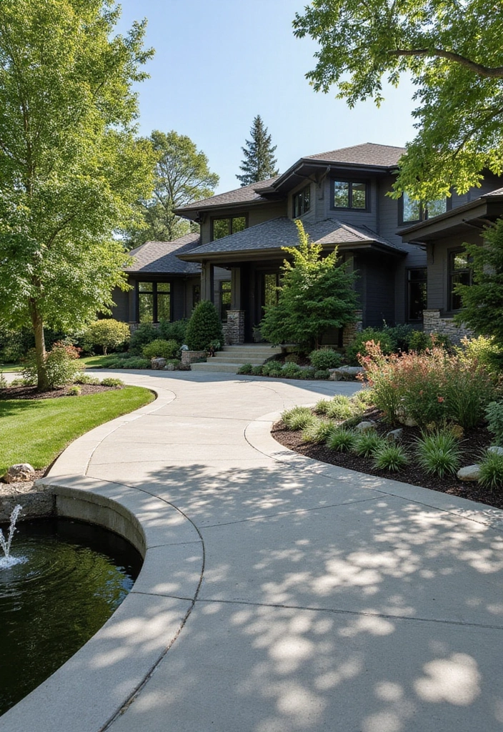 17 Sleek Modern Driveway Designs That Will Wow Your Guests (Wait Until You See #8!) - 15. Integrated Water Features