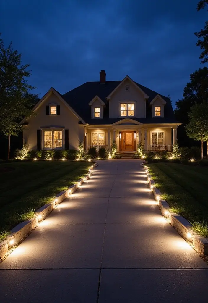 17 Sleek Modern Driveway Designs That Will Wow Your Guests (Wait Until You See #8!) - 7. Incorporating Lighting