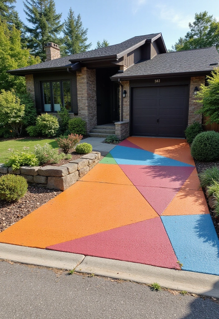 17 Sleek Modern Driveway Designs That Will Wow Your Guests (Wait Until You See #8!) - 8. Bold Color Choices