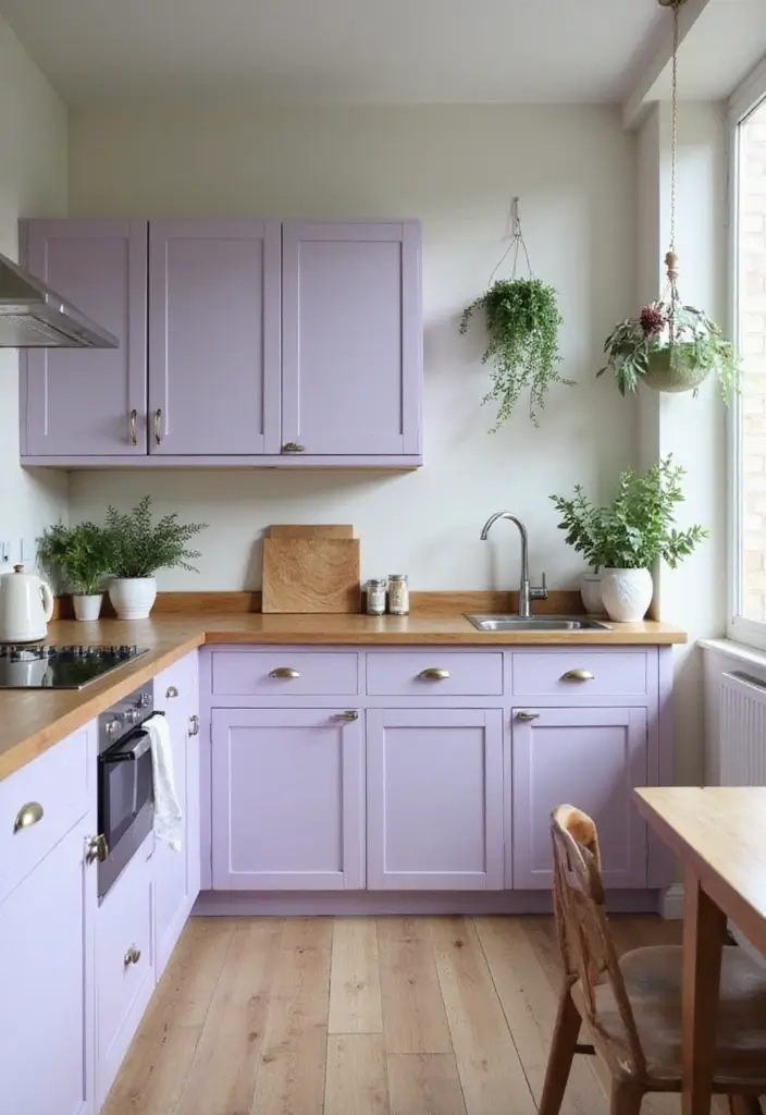 18 Bold Kitchen Cabinet Colors That Will Make Your Space Pop (Wait Until You See #7!) - 10. Lavender: A Soft Touch