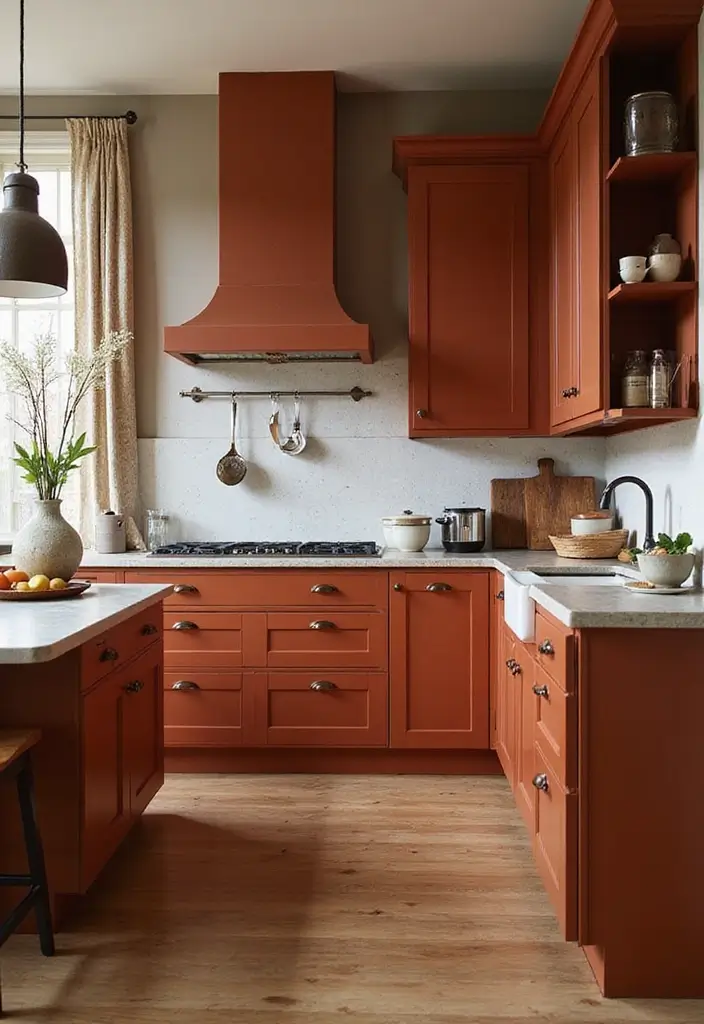 18 Bold Kitchen Cabinet Colors That Will Make Your Space Pop (Wait Until You See #7!) - 11. Burnt Sienna: A Warm Embrace