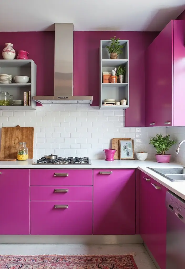 18 Bold Kitchen Cabinet Colors That Will Make Your Space Pop (Wait Until You See #7!) - 16. Magenta: A Bold and Beautiful Choice