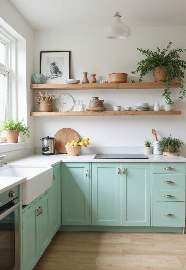 18 Bold Kitchen Cabinet Colors That Will Make Your Space Pop (Wait Until You See #7!) - 17. Soft Mint: A Refreshing Touch
