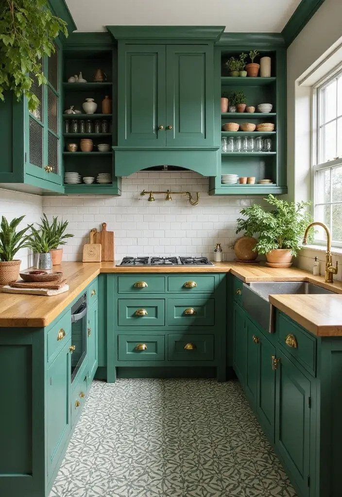 18 Bold Kitchen Cabinet Colors That Will Make Your Space Pop (Wait Until You See #7!) - 3. Emerald Green: Nature’s Embrace