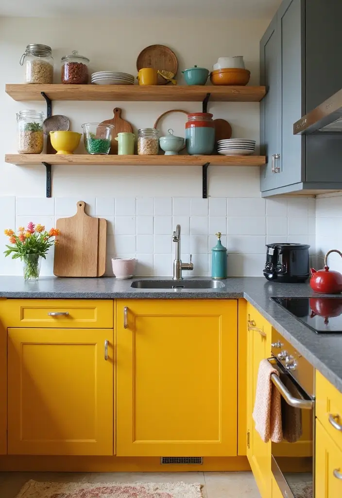 18 Bold Kitchen Cabinet Colors That Will Make Your Space Pop (Wait Until You See #7!) - 4. Mustard Yellow: A Sunny Delight