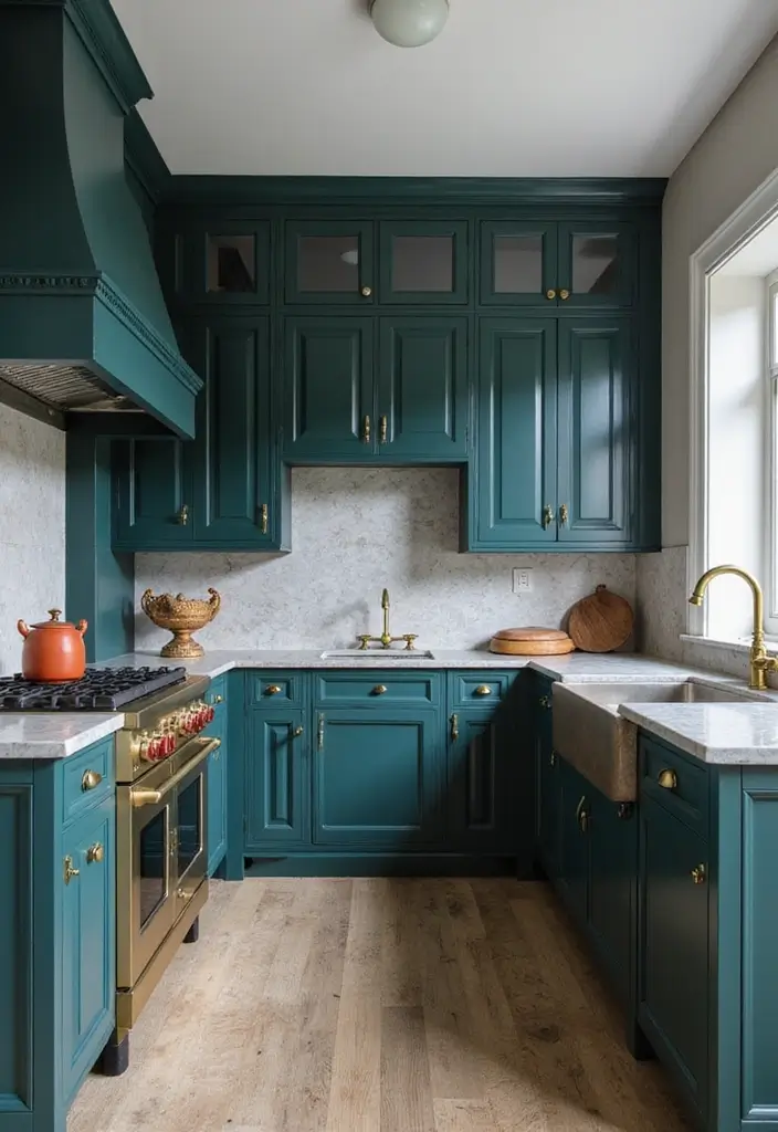 18 Bold Kitchen Cabinet Colors That Will Make Your Space Pop (Wait Until You See #7!) - 7. Deep Teal: A Bold Statement