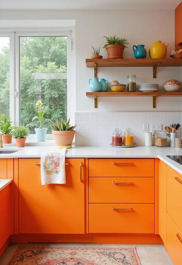 18 Bold Kitchen Cabinet Colors That Will Make Your Space Pop (Wait Until You See #7!) - 8. Vibrant Orange: A Burst of Energy