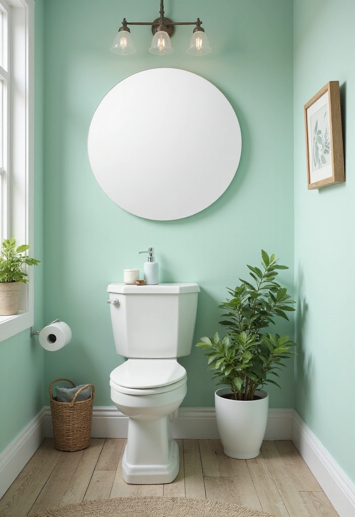 18 Colorful Powder Room Ideas That Will Brighten Your Day and Your Space! - 10. Soft Mint Escape