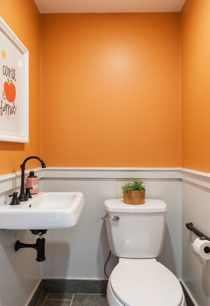 18 Colorful Powder Room Ideas That Will Brighten Your Day and Your Space! - 11. Cheerful Tangerine Twist