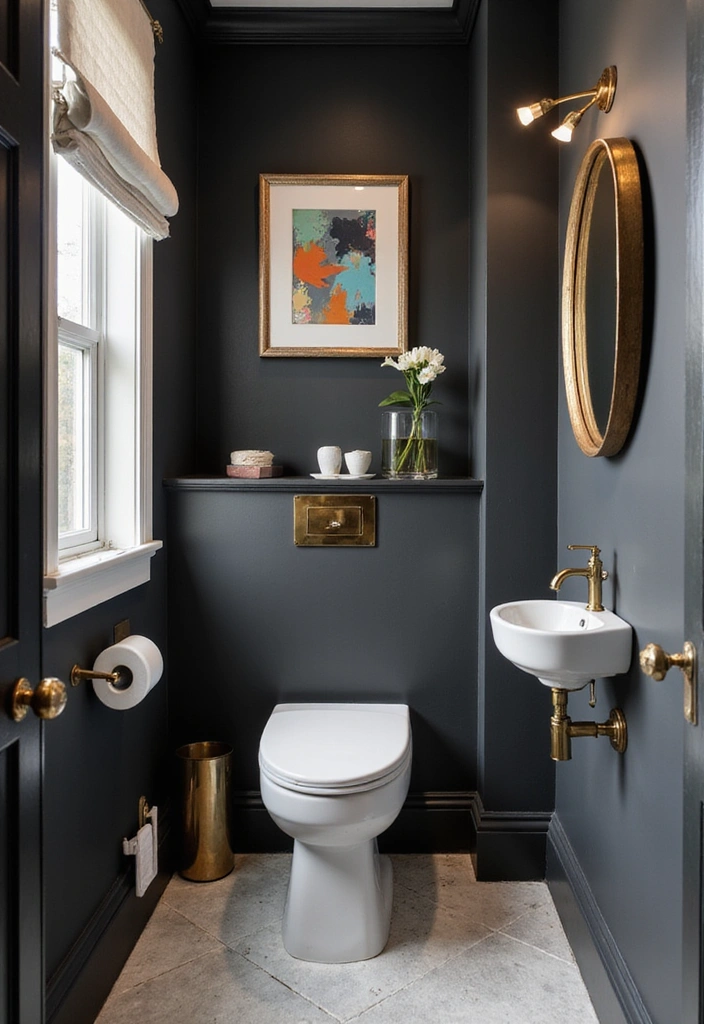 18 Colorful Powder Room Ideas That Will Brighten Your Day and Your Space! - 16. Chic Charcoal