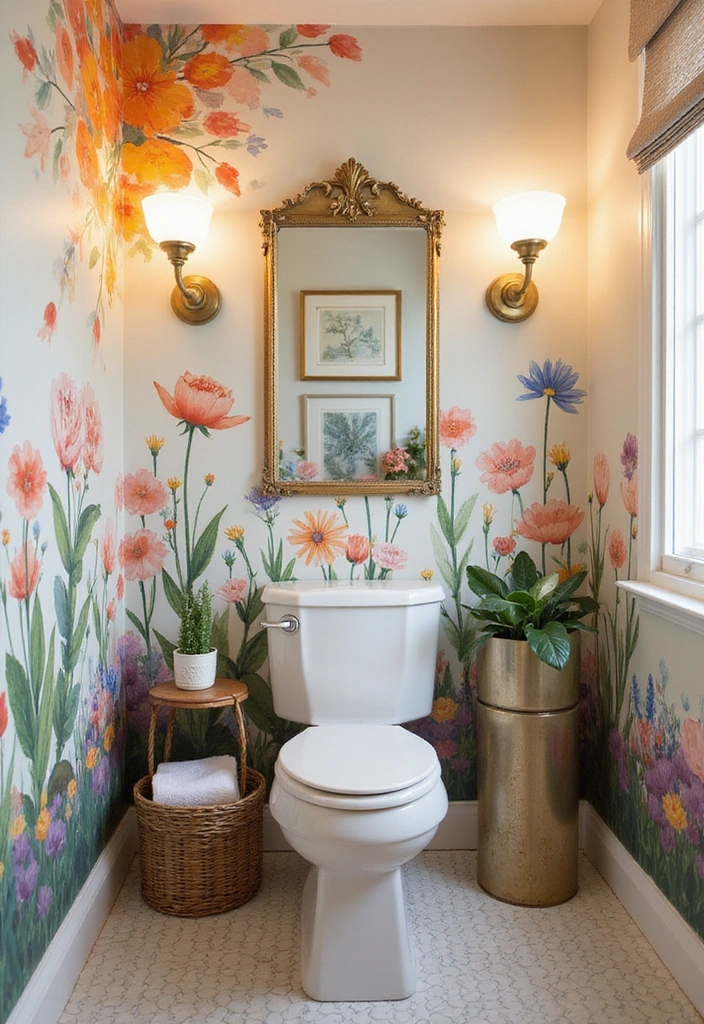 18 Colorful Powder Room Ideas That Will Brighten Your Day and Your Space! - 17. Whimsical Watercolor