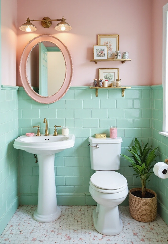 18 Colorful Powder Room Ideas That Will Brighten Your Day and Your Space! - 5. Playful Pastels