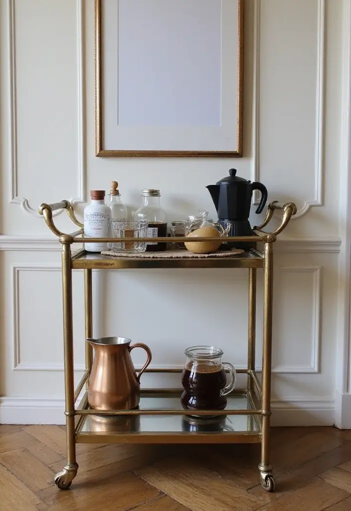 18 Luxury Coffee Bar Ideas That Will Make Your Home Feel Like a Café! - 12. Elegant Bar Cart