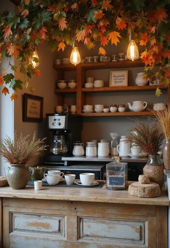 18 Luxury Coffee Bar Ideas That Will Make Your Home Feel Like a Café! - 17. Seasonal Decor
