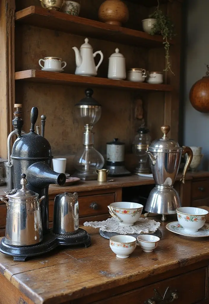 18 Luxury Coffee Bar Ideas That Will Make Your Home Feel Like a Café! - 2. Vintage Charm