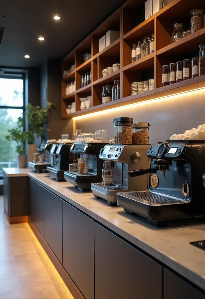 18 Luxury Coffee Bar Ideas That Will Make Your Home Feel Like a Café! - 5. High-Tech Haven