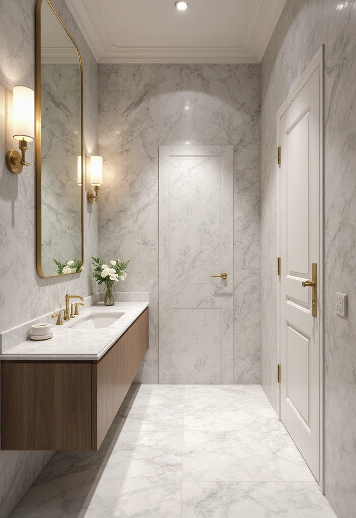 18 Luxury Powder Room Ideas That Will Make You Feel Like Royalty (You Won't Believe #7!) - 1. Glamorous Marble Accents