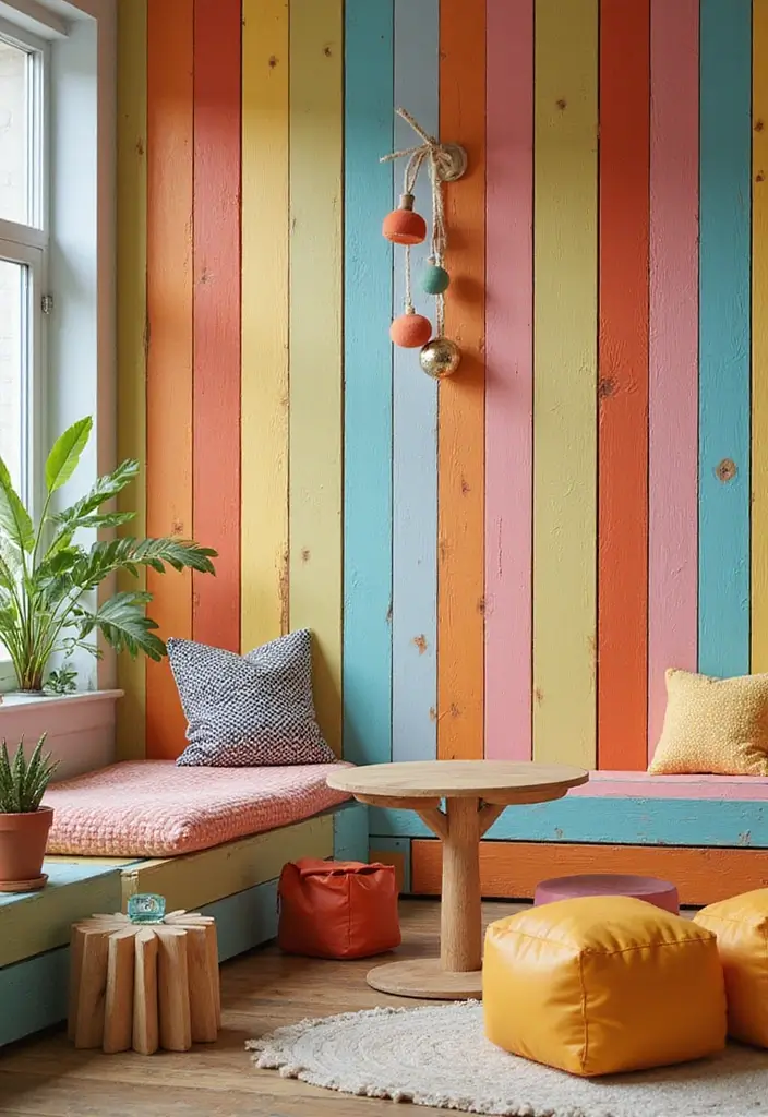 18 Modern Wood Wall Ideas That Will Make Your Home Feel Like a Designer Showroom (#9 Is a Must-See!) - 11. Colorful Wooden Panels