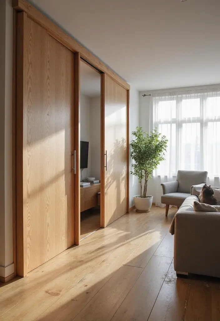 18 Modern Wood Wall Ideas That Will Make Your Home Feel Like a Designer Showroom (#9 Is a Must-See!) - 18. Accent Wall with Sliding Panels