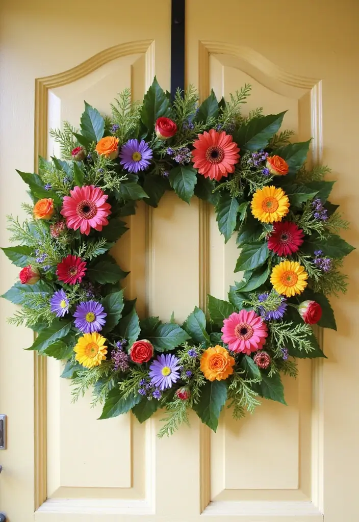 18 Vibrant Spring Accent Decor Ideas That'll Bring Your Home to Life (You Can't Miss #4!) - 1. Lively Floral Wreaths