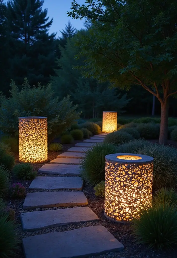 19 Decorative Gabion Features That Will Make Your Garden a Work of Art (See #10!) - 11. Gabion Lighting: Illuminate Your Garden