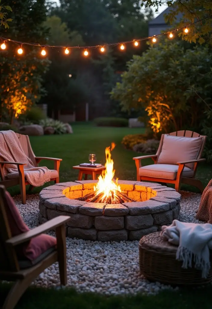 19 Enchanting Round Garden Retreat Ideas to Create Your Own Slice of Heaven! - 1. Cozy Circular Fire Pit Retreat