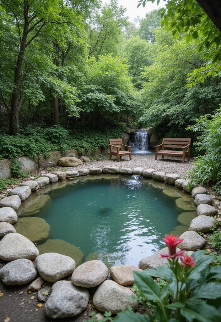 19 Enchanting Round Garden Retreat Ideas to Create Your Own Slice of Heaven! - 11. Tranquil Round Pond Retreat